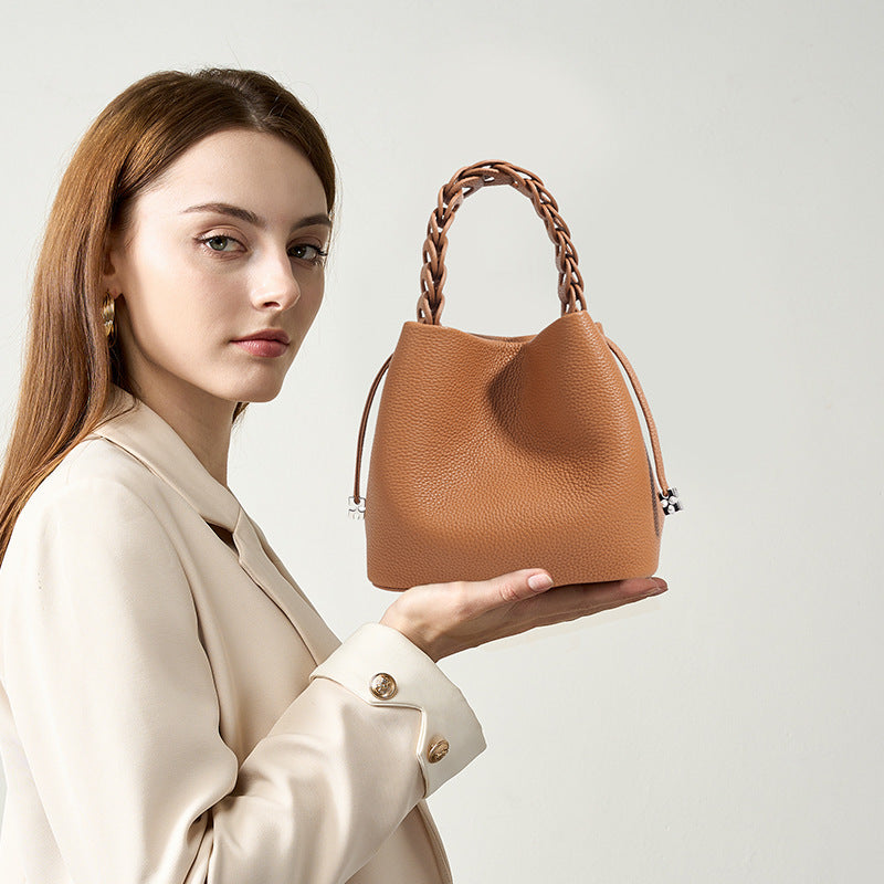 Genuine Leather Black Cowhide Female Niche Crossbody Bags