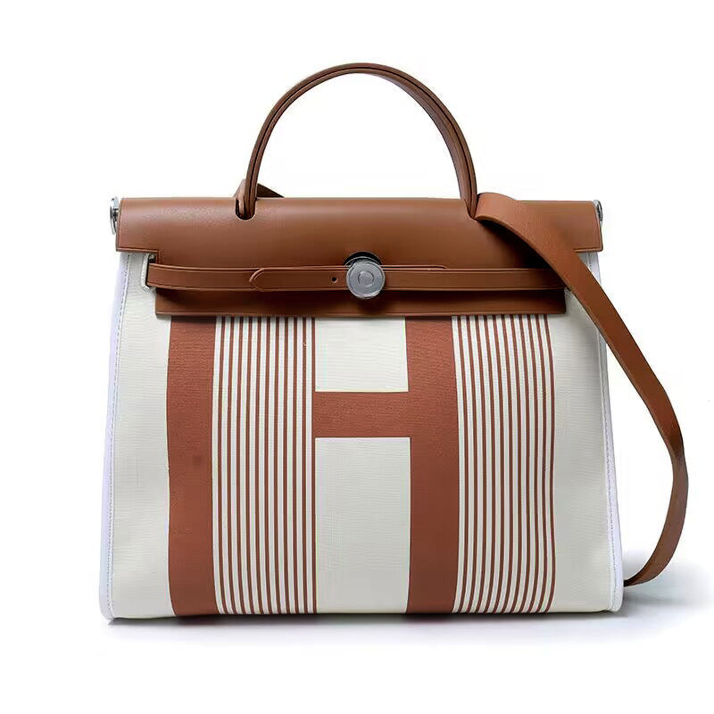 Women's Cowhide Canvas Portable Advanced Genuine Leather Handbags