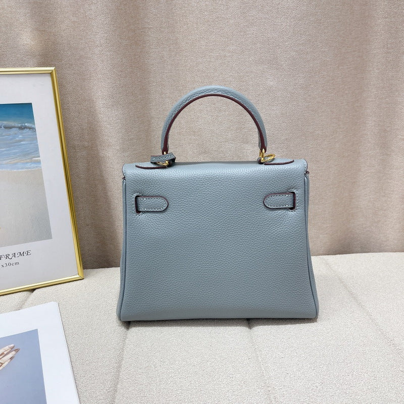 Women's Layer Cowhide Soft Leather Fine Lychee Pattern Inner Seam Handbags