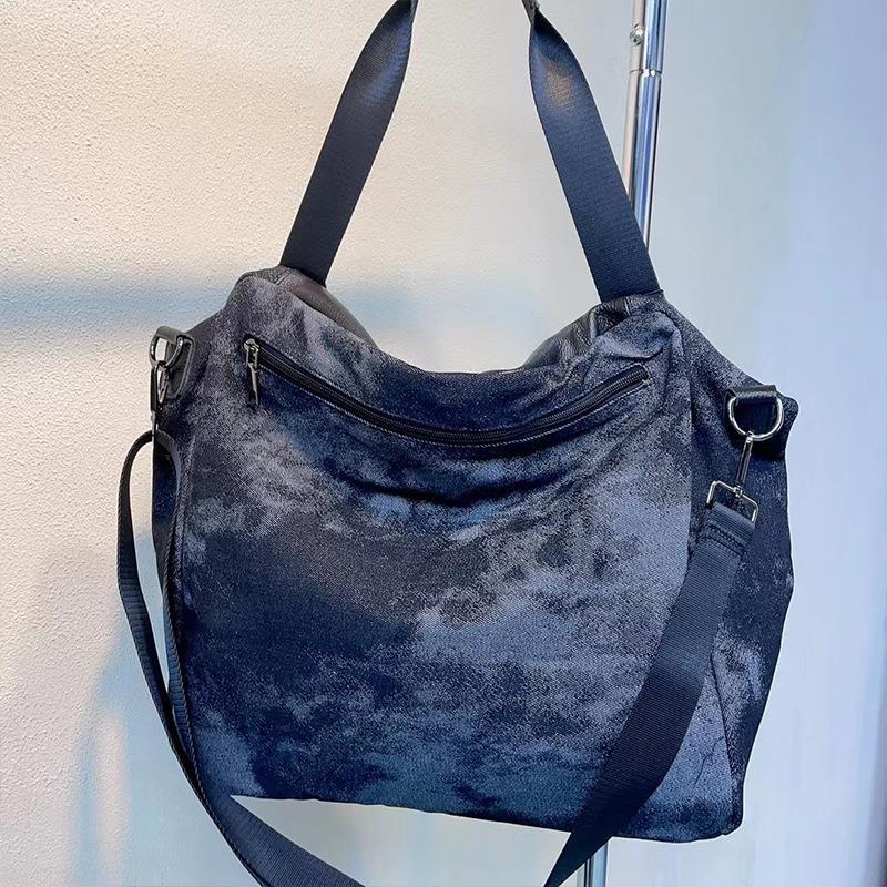 Fashion Big Retro Jean With Leather Portable Shoulder Bags