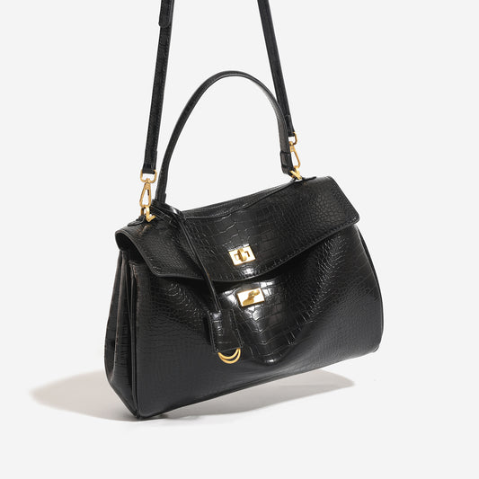 Women's Niche Idle Style Suede Crocodile Pattern Large Bags