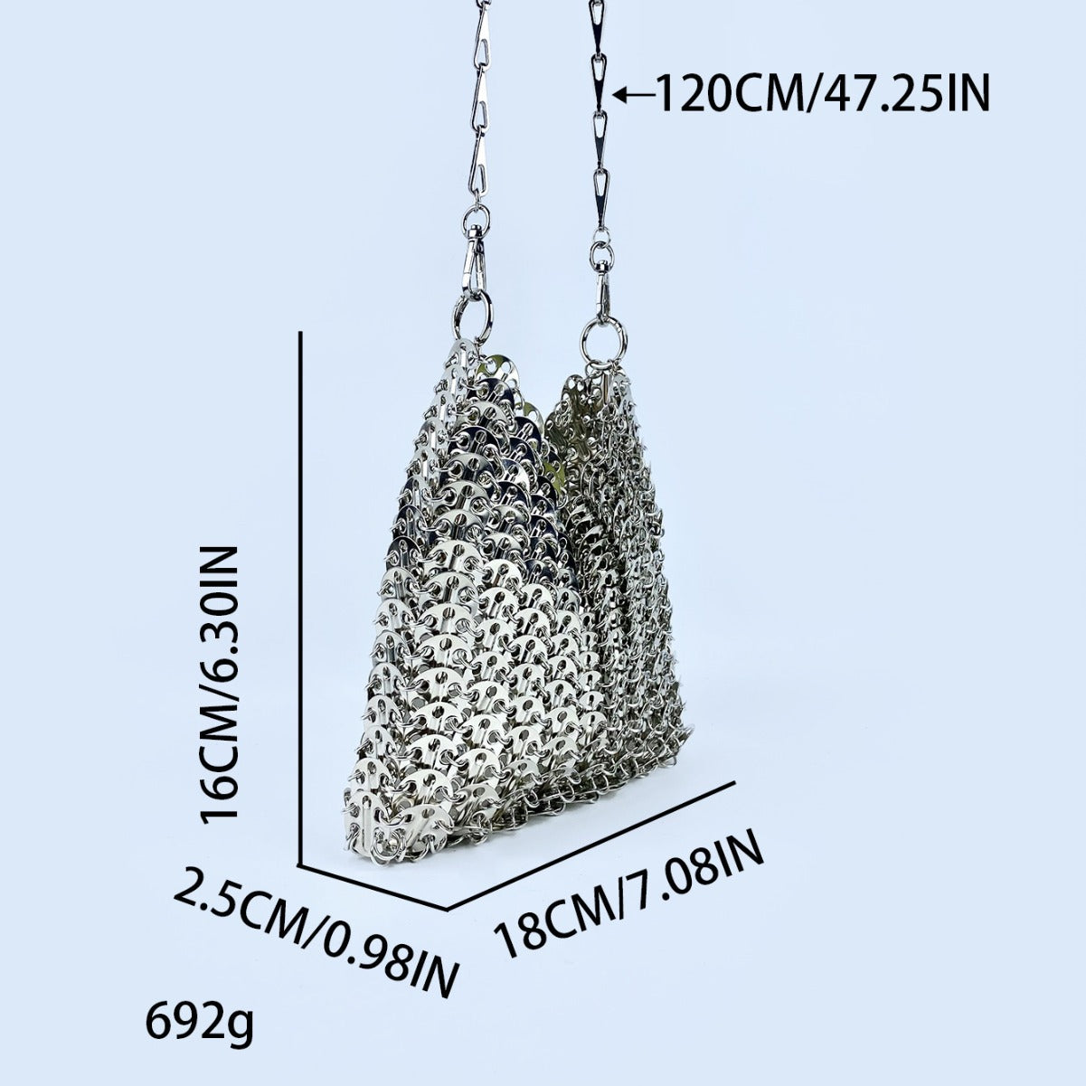 Women's Size Sier Metal Sheet Handmade Chain Evening Bags