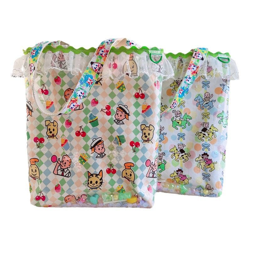 Simple Cute Yuan Cartoon Cotton Print Shoulder Bags