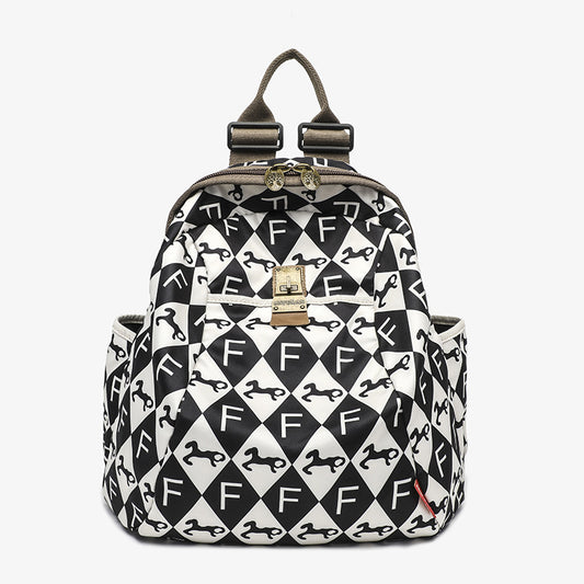 Black White Printed Ethnic Style Fashionable Large Backpacks