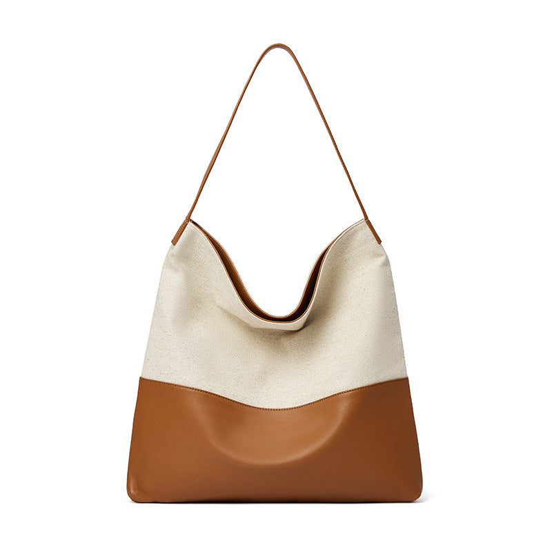 Contrast Color High-grade First Layer Cowhide Shoulder Bags