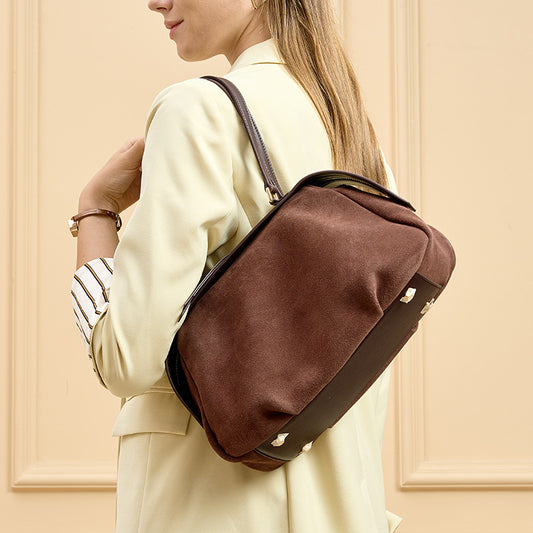 Women's Sense Niche Frosted Cowhide Portable Fashion Simple Shoulder Bags