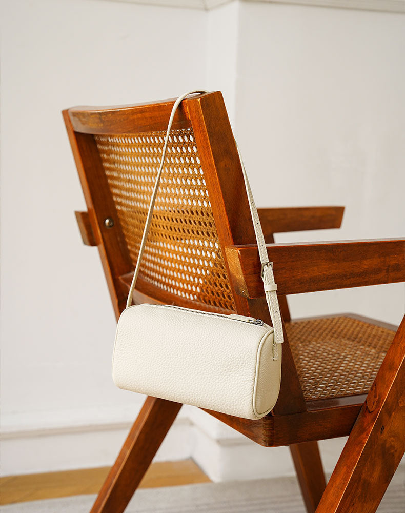 Pencil Box First Layer Cowhide Round Bags