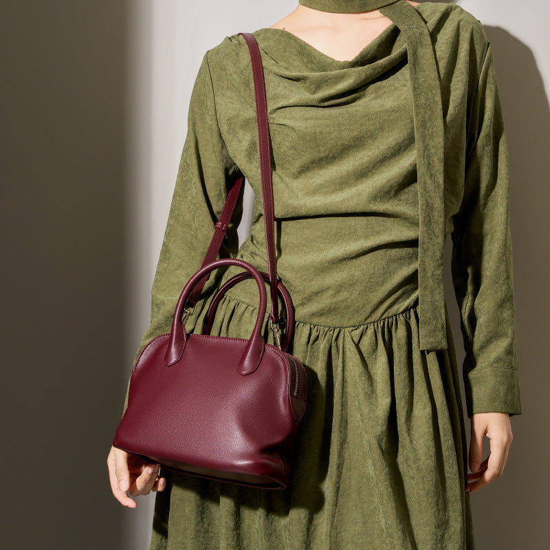 Women's Light Luxury First Layer Cowhide Pleated Fashion Handbags