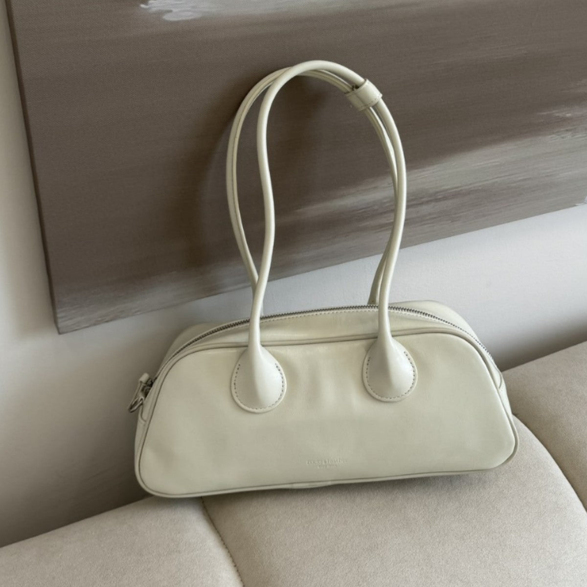 Cowhide Underarm Simple Double Strap French Shoulder Bags