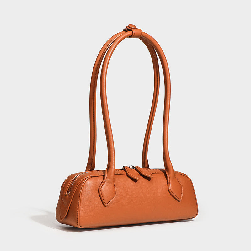 Women's Cowhide French Style Sausage Retro Underarm High Shoulder Bags