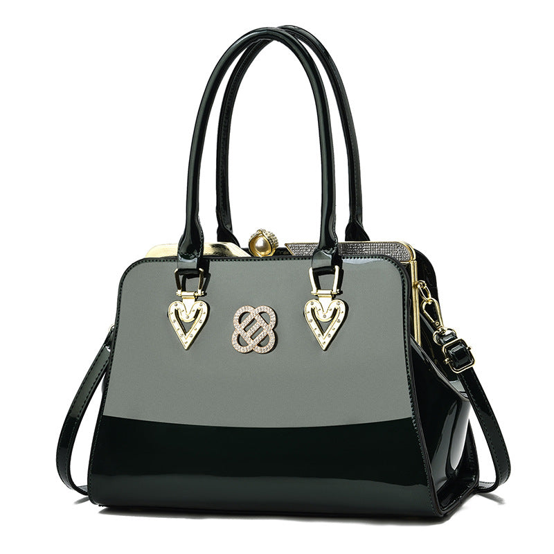 Women's Trendy Large Capacity Shining Leather Steel Handbags