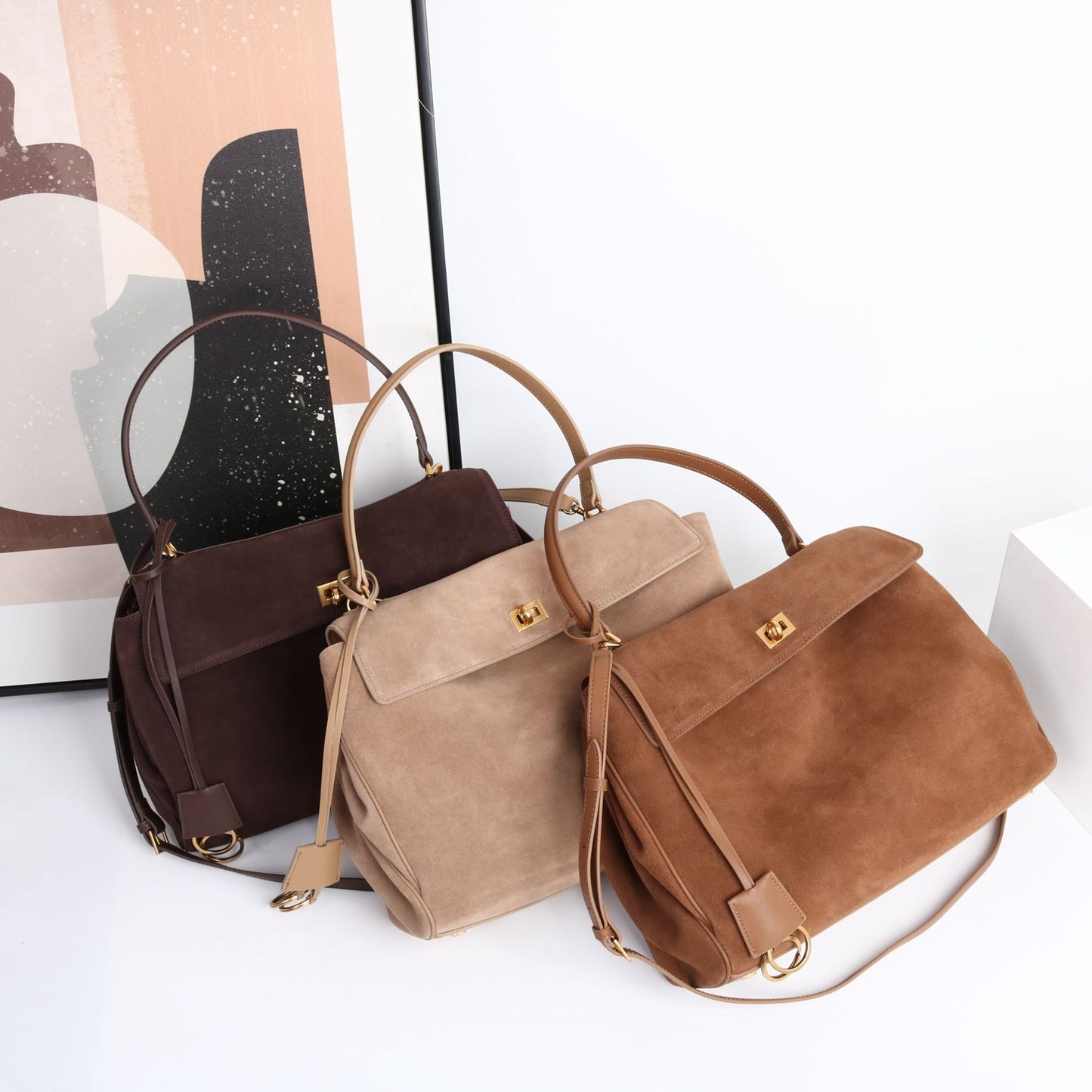 Creative Charming Loose Matte Leather Latch Handbags
