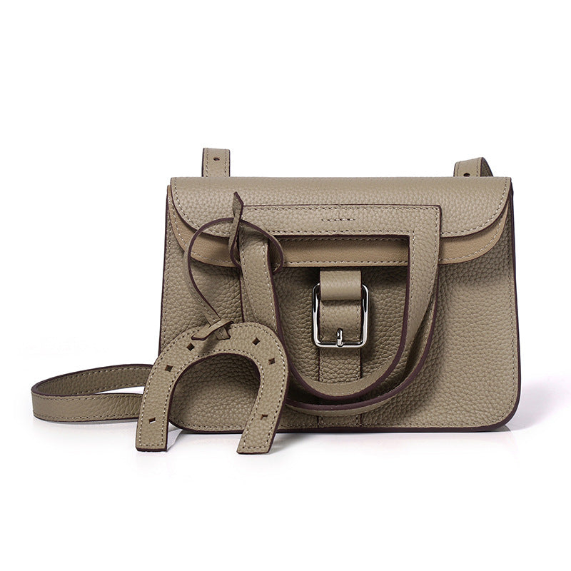 Women's One Hand Top Layer Cowhide Lychee Pattern Crossbody Bags