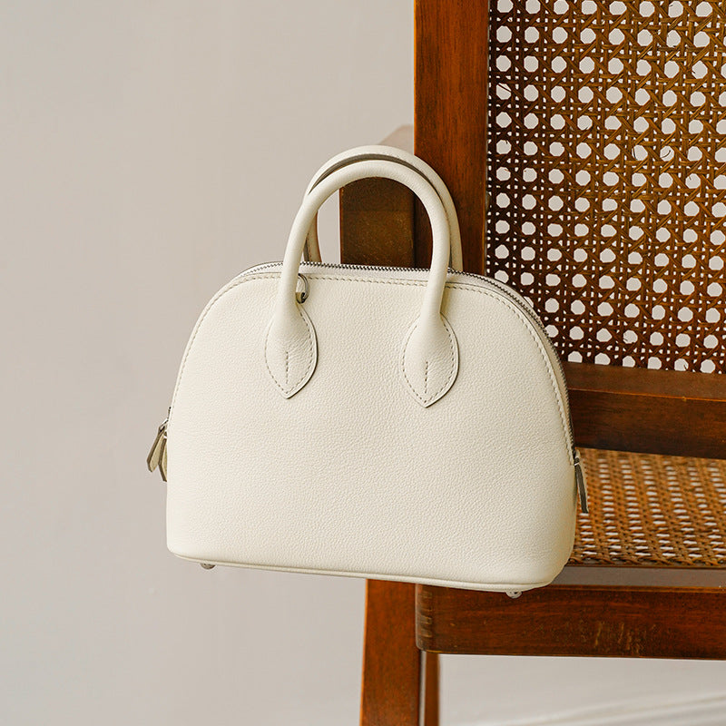 Women's Bowling Shell Top Layer Cowhide Leather Crossbody Bags