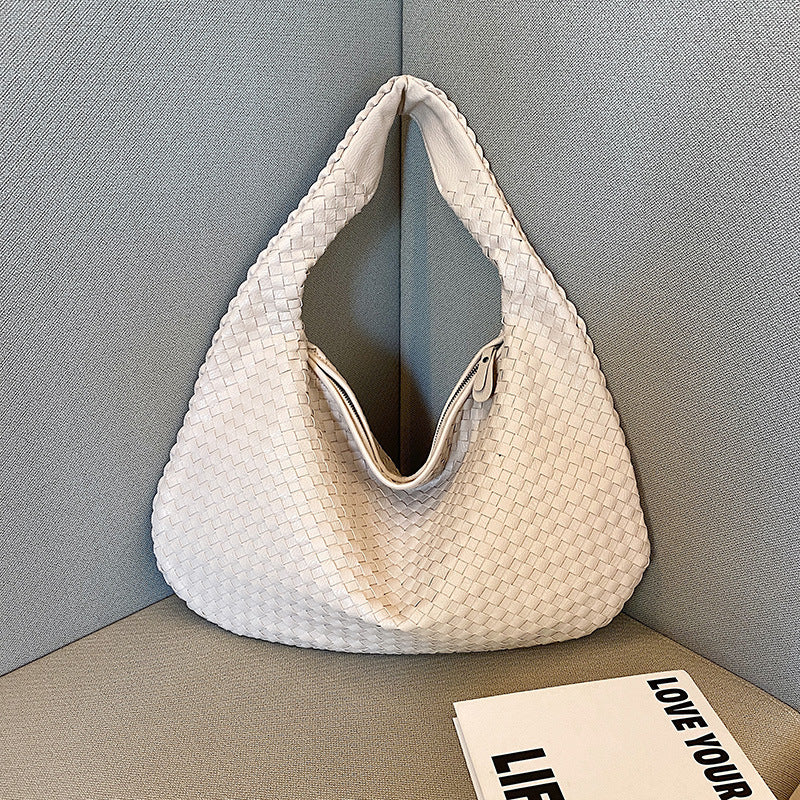 Women's Textured Woven Versatile Niche Trend Commuter Shoulder Bags