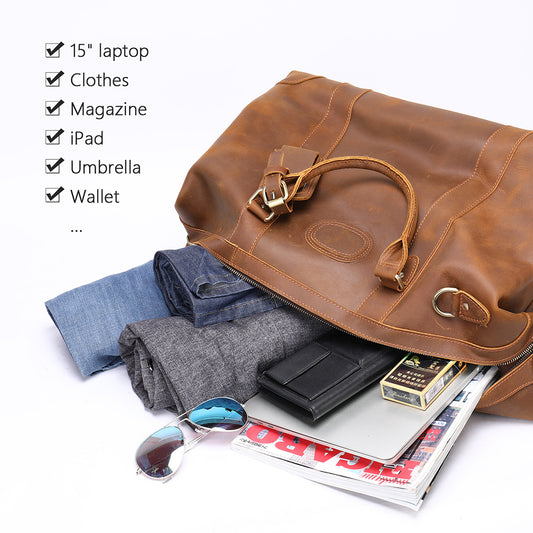 Crazy Horse Leather Large Capacity Genuine Travel Bags