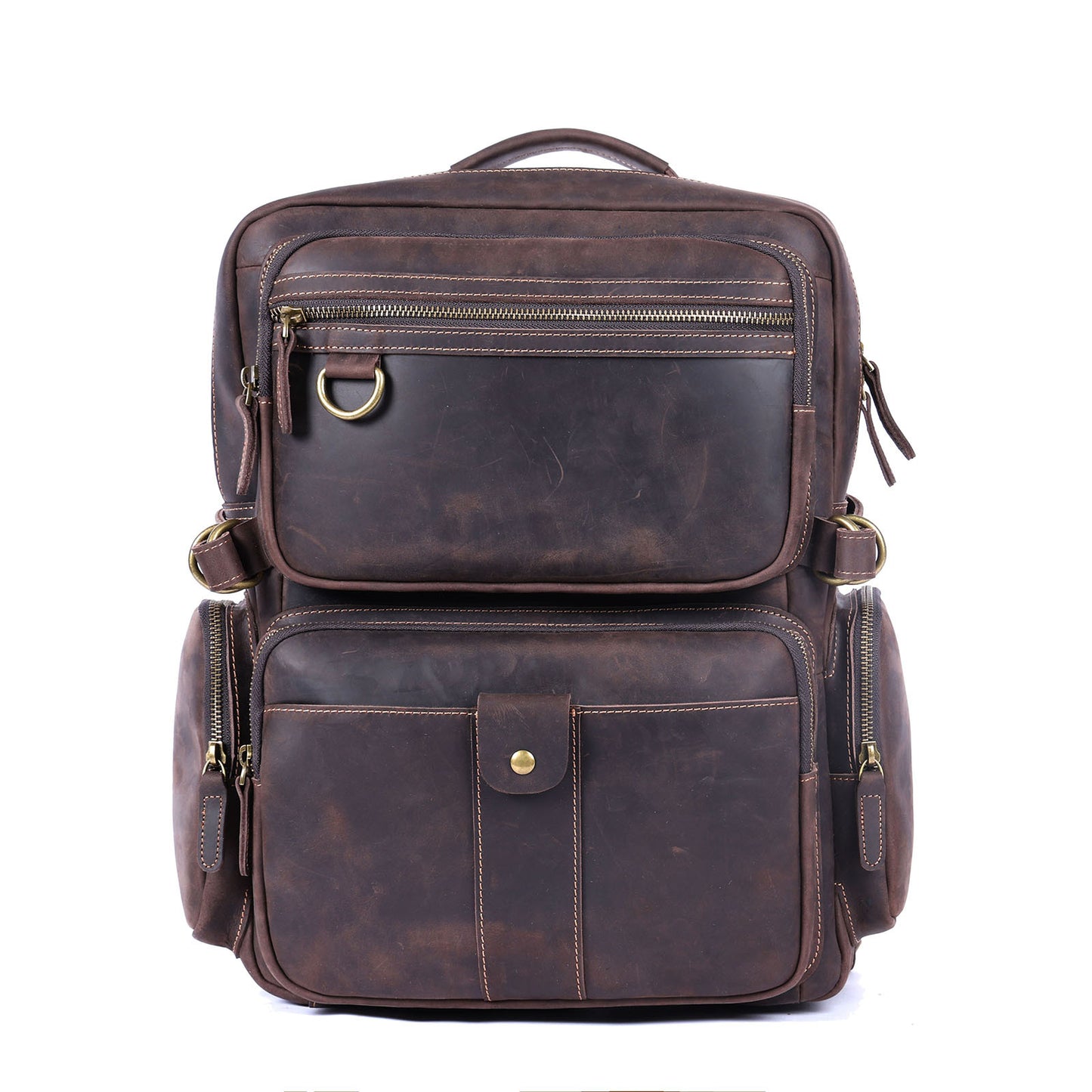 Men's Retro Crazy Horse Leather First Layer Backpacks