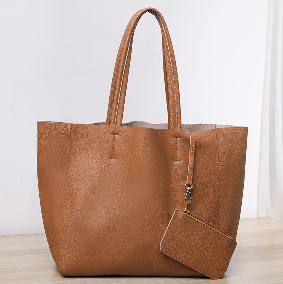 Capacity Commuter Mummy Shopping Cowhide Big Shoulder Bags