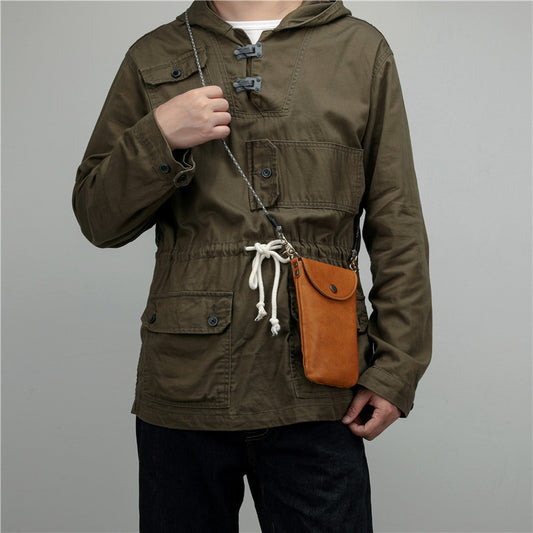 Women's & Men's Vegetable Tanned Leather Cowhide Mobile Mini Genuine Halter Crossbody Bags
