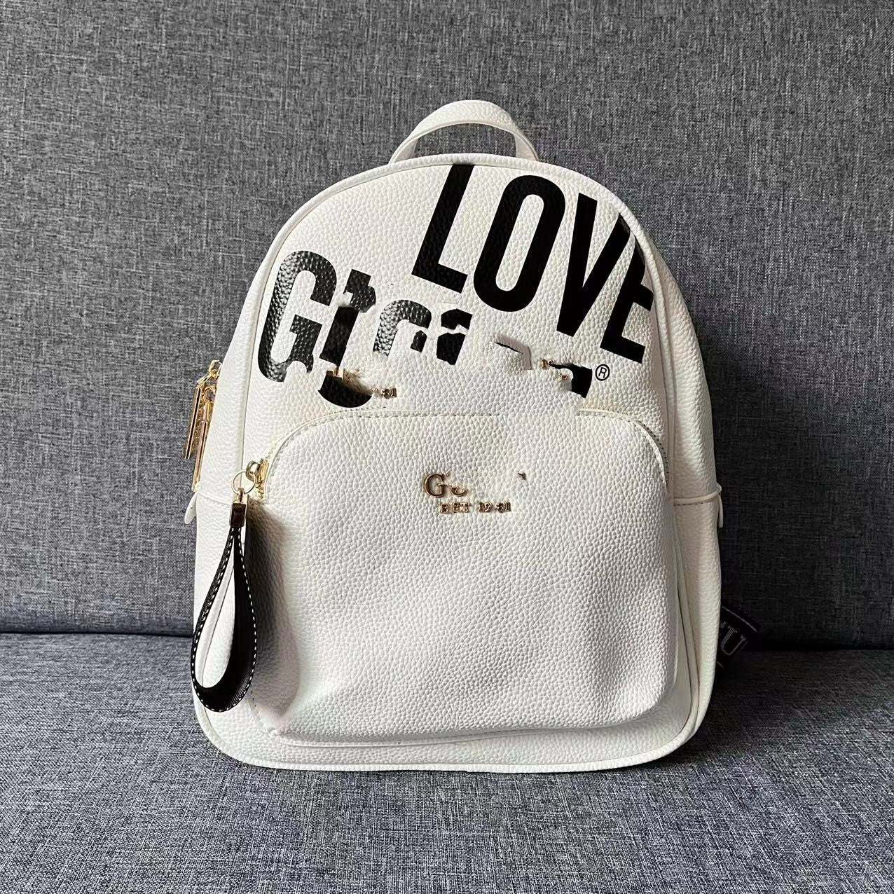 Women's Trendy Simple Solid Color Letter Large Backpacks