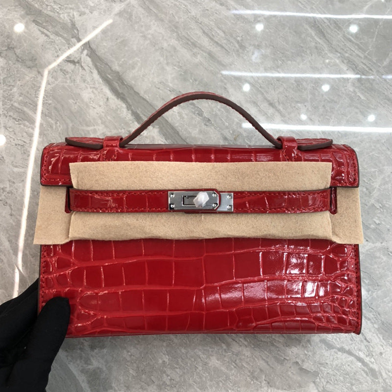 Women's Crocodile Pattern Generation Kelly Cow Leather Shoulder Bags